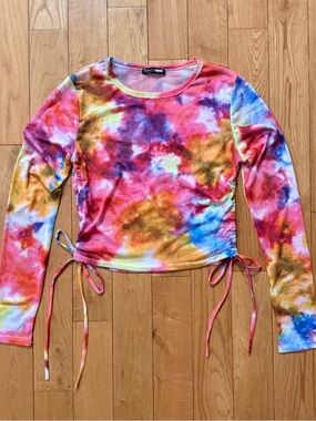 Colorful Mesh Long Sleeve w Side Ties